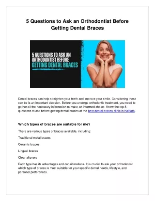 Five Things to Consider Asking an Orthodontist Before Getting Braces