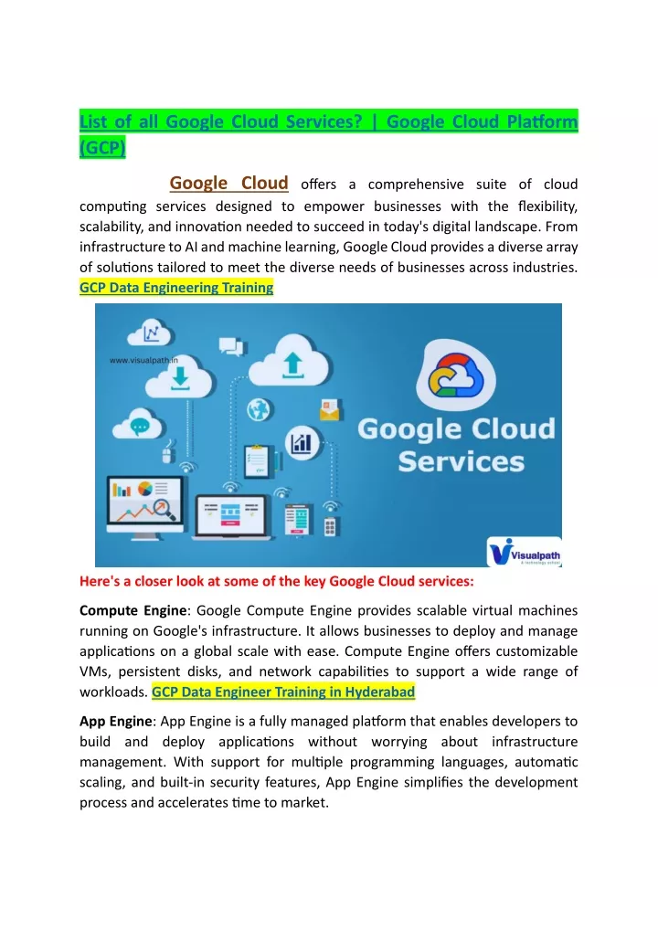 list of all google cloud services google cloud