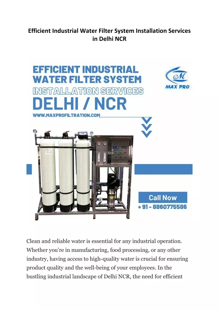 efficient industrial water filter system