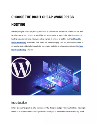 Choose the Right Cheap WordPress Hosting