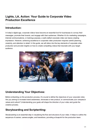 Lights LA Action Your Guide to Corporate Video Production Excellence
