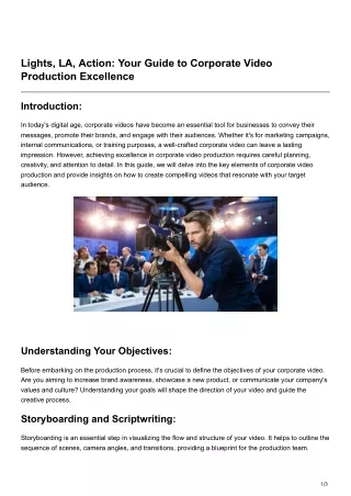 lights la action your guide to corporate video