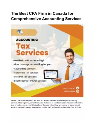 The Best CPA Firm in Canada for Comprehensive Accounting Services
