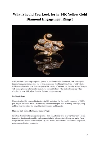 14K Yellow Gold Diamond Engagement Rings