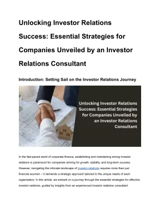 Unlocking Investor Relations Success_ Essential Strategies for Companies Unveiled by an Investor Relations Consultant