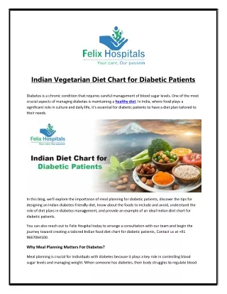 Indian Vegetarian Diet Chart for Diabetic Patients