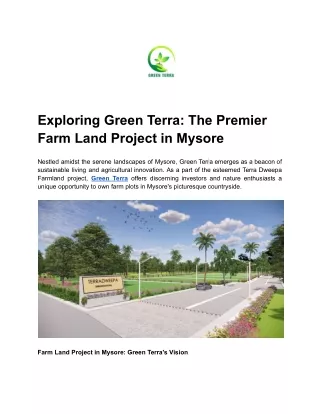 Exploring Green Terra_ The Premier Farm Land Project in Mysore
