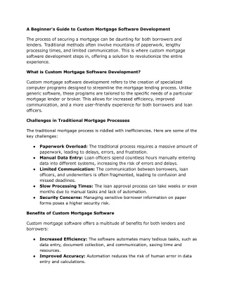 A Beginner's Guide to Custom Mortgage Software Development