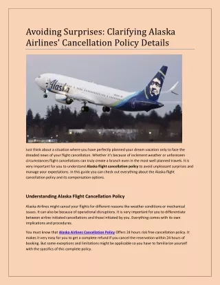 Avoiding Surprises: Clarifying Alaska Airlines Cancellation Policy Details