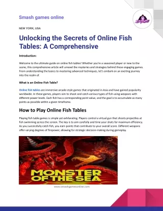 Unlocking the Secrets of Online Fish Tables: A Comprehensive