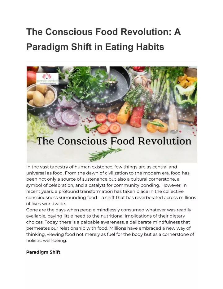 the conscious food revolution a paradigm shift