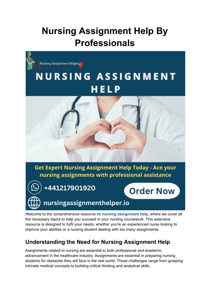 nursing assignment help by professionals