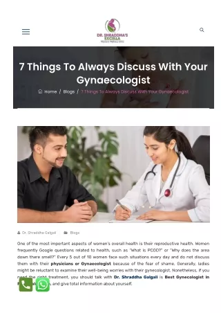 7 Things To Always Discuss With Your Gynaecologist