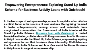_Empowering Entrepreneurs_ Exploring Stand Up India Scheme for Business Activity Loans with Quickrashi