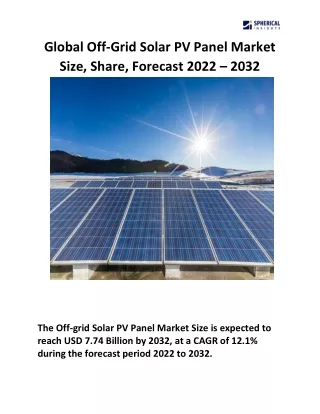 Global Off-Grid Solar PV Panel Market
