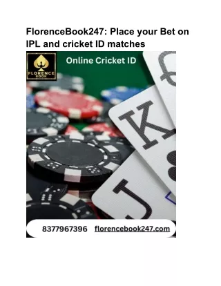  FlorenceBook247 Place your Bet on IPL and cricket ID matches