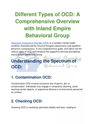Different Types of OCD_ A Comprehensive Overview with Inland Empire Behavioral Group