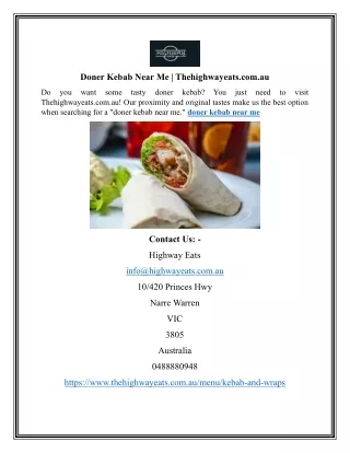 Doner Kebab Near Me | Thehighwayeats.com.au