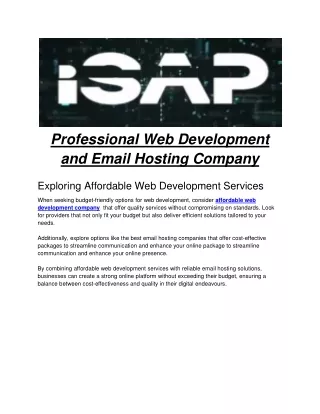 Professional Web Development and Email Hosting Company