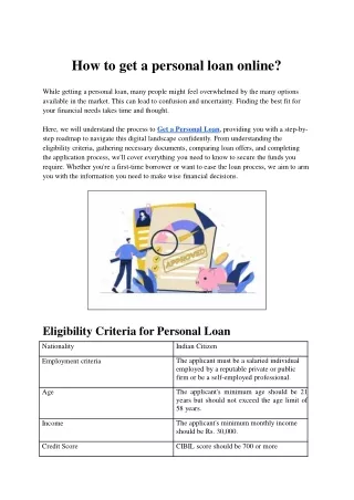 How to get a personal loan online?