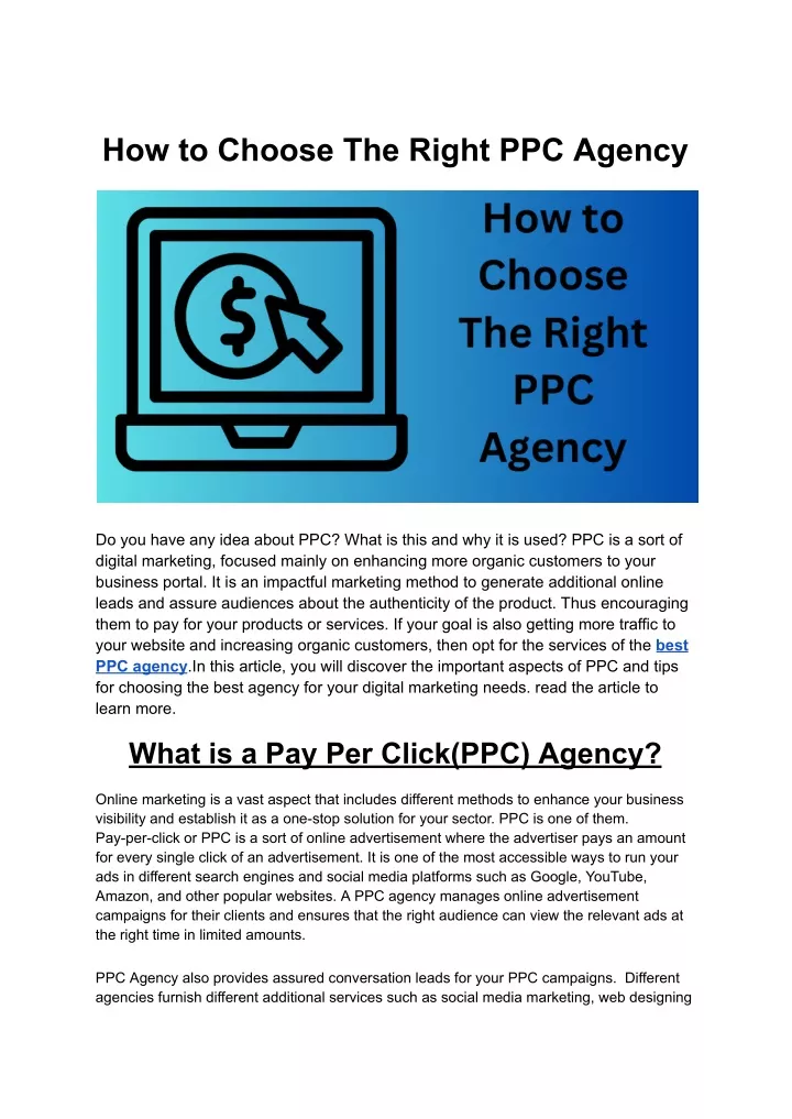 how to choose the right ppc agency