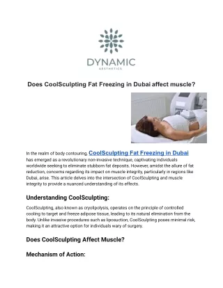 Does CoolSculpting Fat Freezing in Dubai affect muscle?
