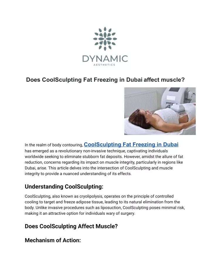 does coolsculpting fat freezing in dubai affect
