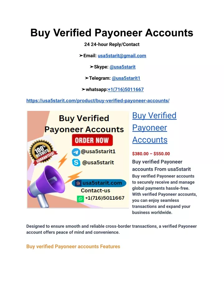 buy verified payoneer accounts