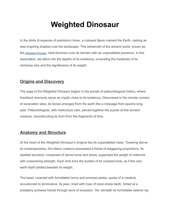 weighted dinosaur