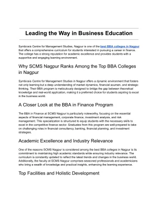 Leading the Way in Business Education