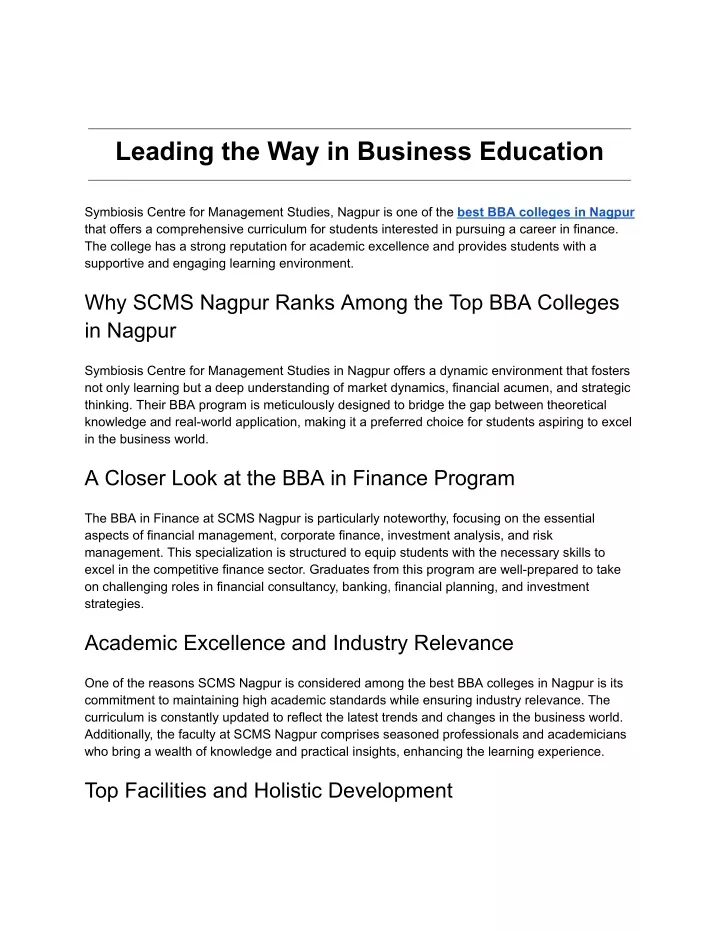 leading the way in business education