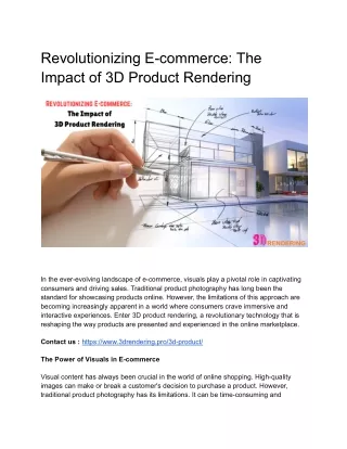 Revolutionizing E-commerce: The Impact of 3D Product Rendering | 3DRendering Pro