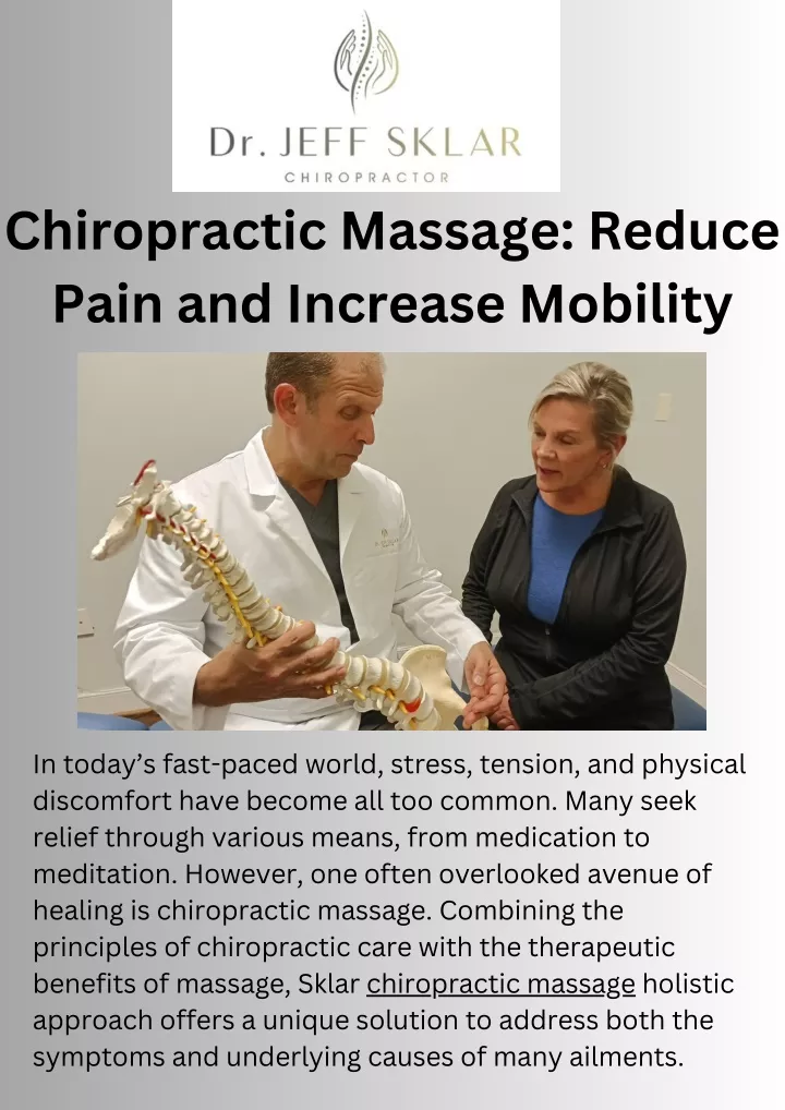 chiropractic massage reduce pain and increase