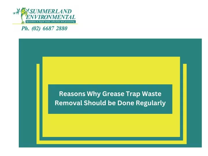 reasons why grease trap waste removal should