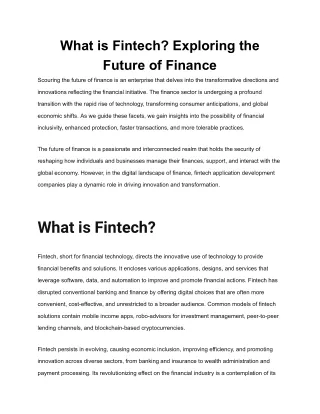 What is Fintech_ Exploring the Future of Finance