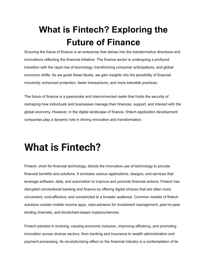 what is fintech exploring the future of finance