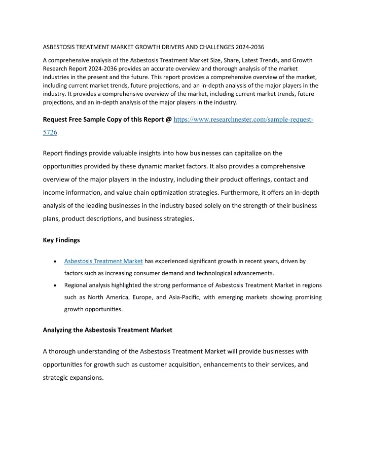 asbestosis treatment market growth drivers