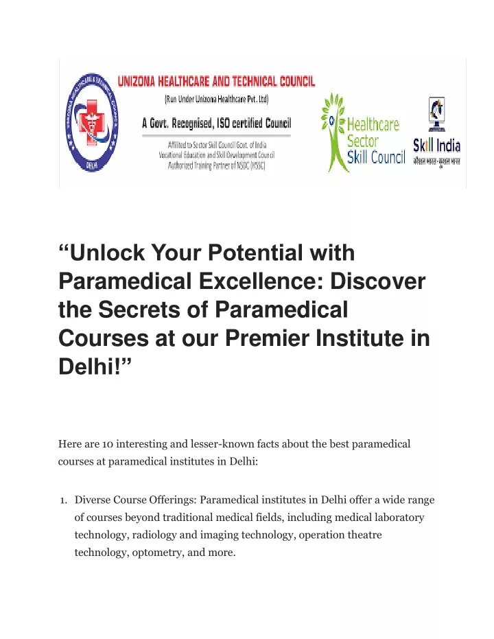 unlock your potential with paramedical excellence