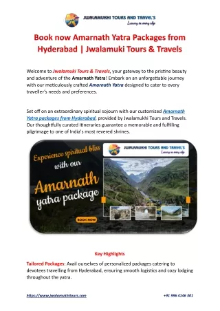 Amarnath Yatra Packages from Hyderabad