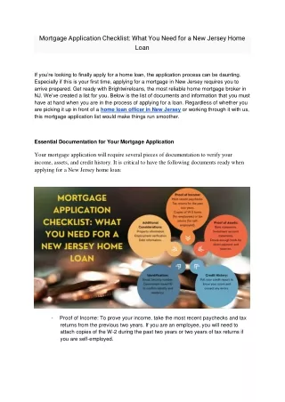 Mortgage Application Checklist: What You Need for a New Jersey Home Loan