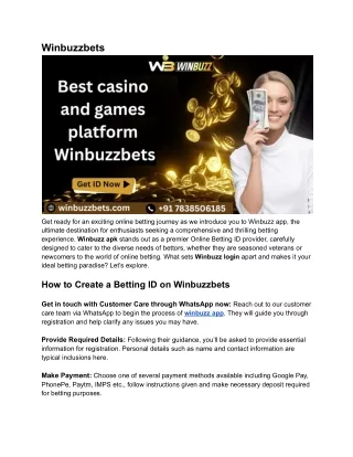Winbuzz login : Best casino and games platform Winbuzzbets