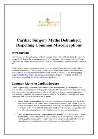 Cardiac Surgery Myths Debunked: Dispelling Common Misconceptions