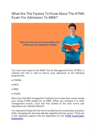 What Are The Factors To Know About The ATMA Exam For Admission To MBA