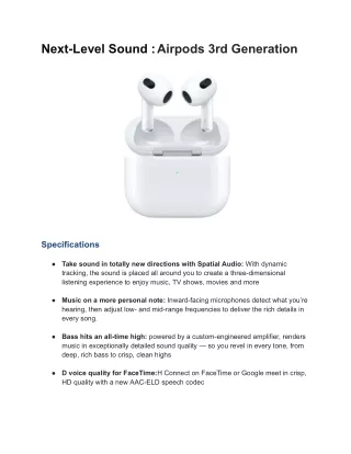 Next-Level Sound: Airpods 3rd Generation