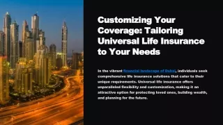 Customizing Your Coverage Tailoring Universal Life Insurance to Your Needs