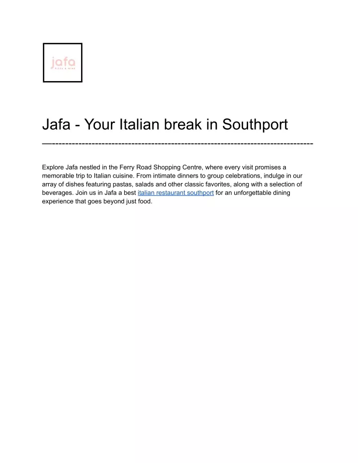 jafa your italian break in southport