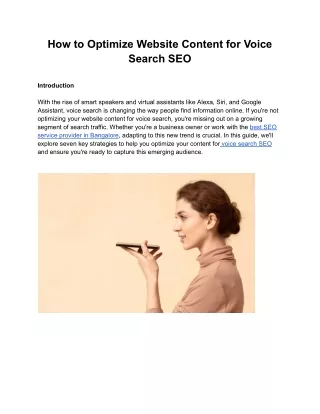 How to Optimize Website Content for Voice Search SEO