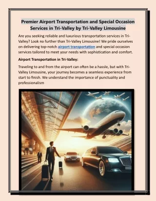 Premier Airport Transportation and Special Occasion Services in Tri-Valley by Tri-Valley Limousine