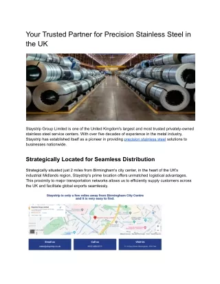 Your Trusted Partner for Precision Stainless Steel in the UK