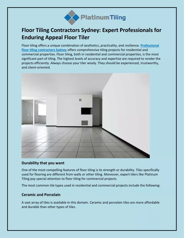 floor tiling contractors sydney expert